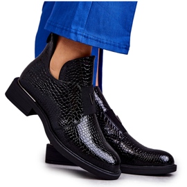 Vinceza Lakierowane Botki Z Wycięciami Na Płaskim Obcasie Czarne Eunice