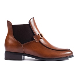 Botki damskie sztyblety na obcasie Vinceza brązowe