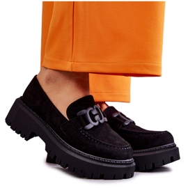 Damskie Półbuty Zamszowe Z Ozdobą Czarne