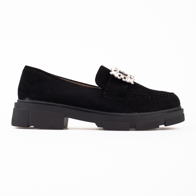 Zamszowe mokasyny na platformie Shelovet czarne