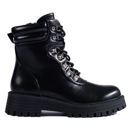 Czarne sznurowanie botki damskie