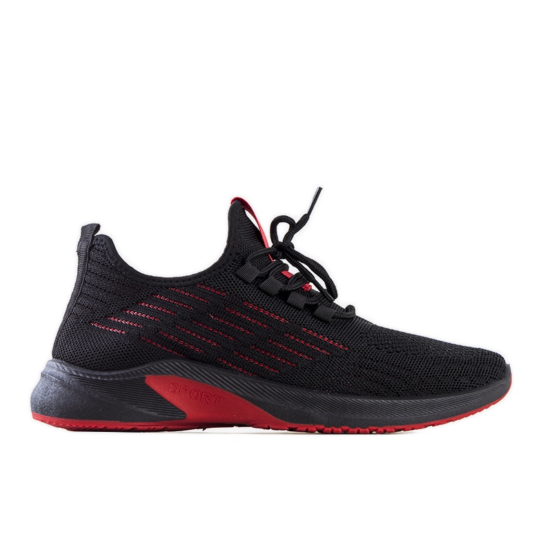 Czarno czerwone sneakersy sportowe Brownle czarne