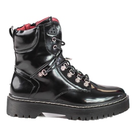 Workery damskie Shelovet ze sznurowaniem czarne