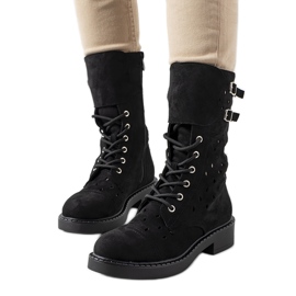 Czarne botki ażurowe Barkly