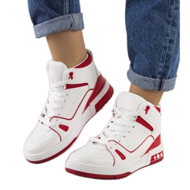 PA1 Czerwone sneakersy za kostkę Megatheo białe
