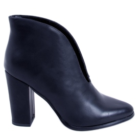 PA1 Botki na obcasie cut out Doris Black czarne