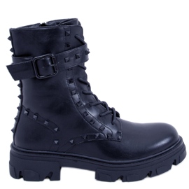 Botki sznurowane Frankee Black czarne