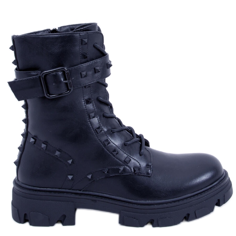 Botki sznurowane Frankee Black czarne