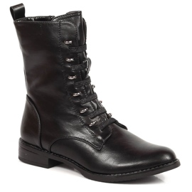 Botki damskie na zamek ocieplane czarne Jezzi