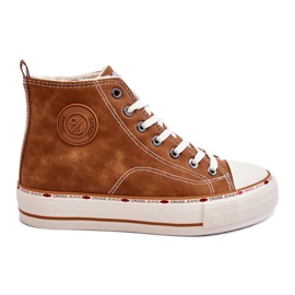 Damskie Wysokie Trampki Cross Jeans KK2R4043C Camel brązowe