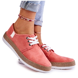 Damskie Niskie Trampki Memory Foam System Big Star KK276006 Koralowe czerwone