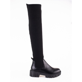 Muszkieterki damskie z elastyczną cholewką Shelovet czarne