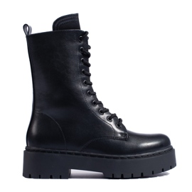 W. Potocki Czarne workery damskie na platformie Potocki