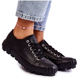 Modne Skórzane Trampki Big Star KK274143 Czarne