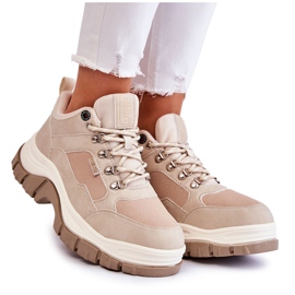 Damskie Buty Trekkingowe Trapery Memory Foam Big Star KK274363 Beżowe beżowy