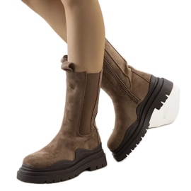 PA1 Brązowe kozaki na platformie Algade