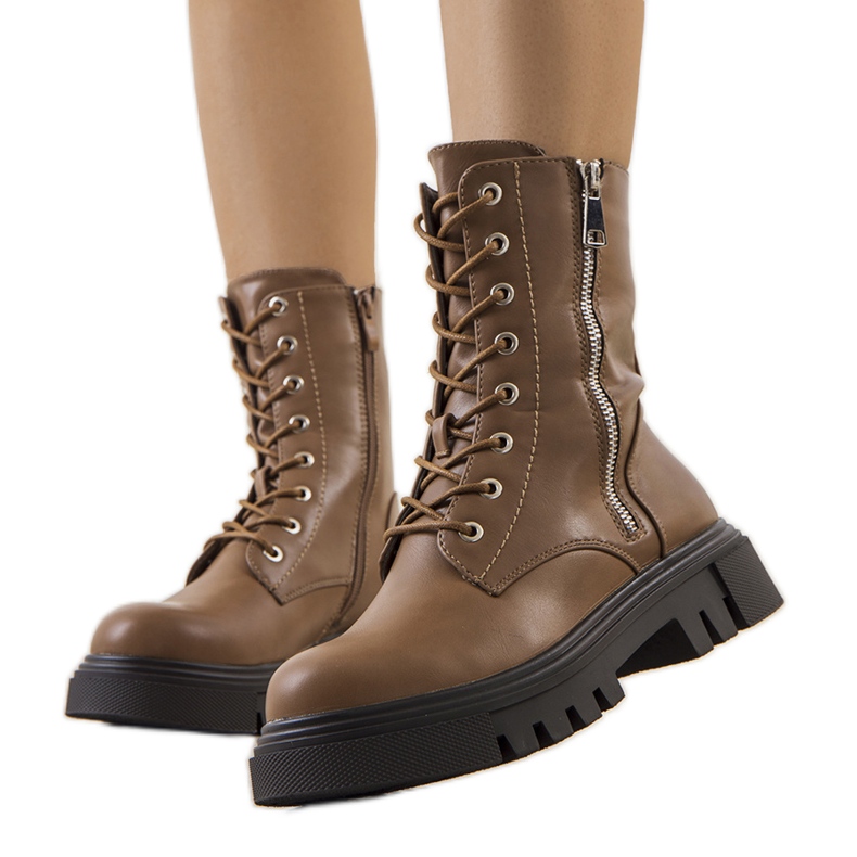 Ciemno beżowe traperki Enoksen beżowy