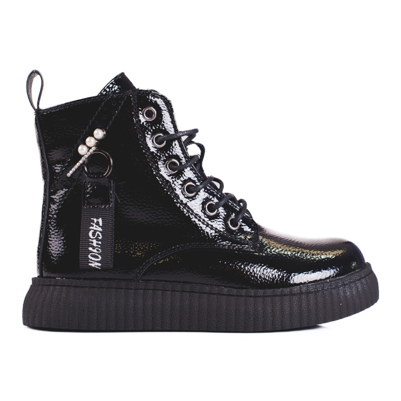 Lakierowane botki dziewczęce na platformie Shelovet czarne