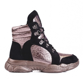 Botki dziewczęce na grubej podeszwie Shelovet czarne