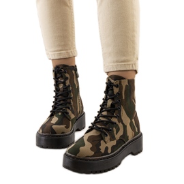 PA1 Zielone militarne traperki Lanita brązowe