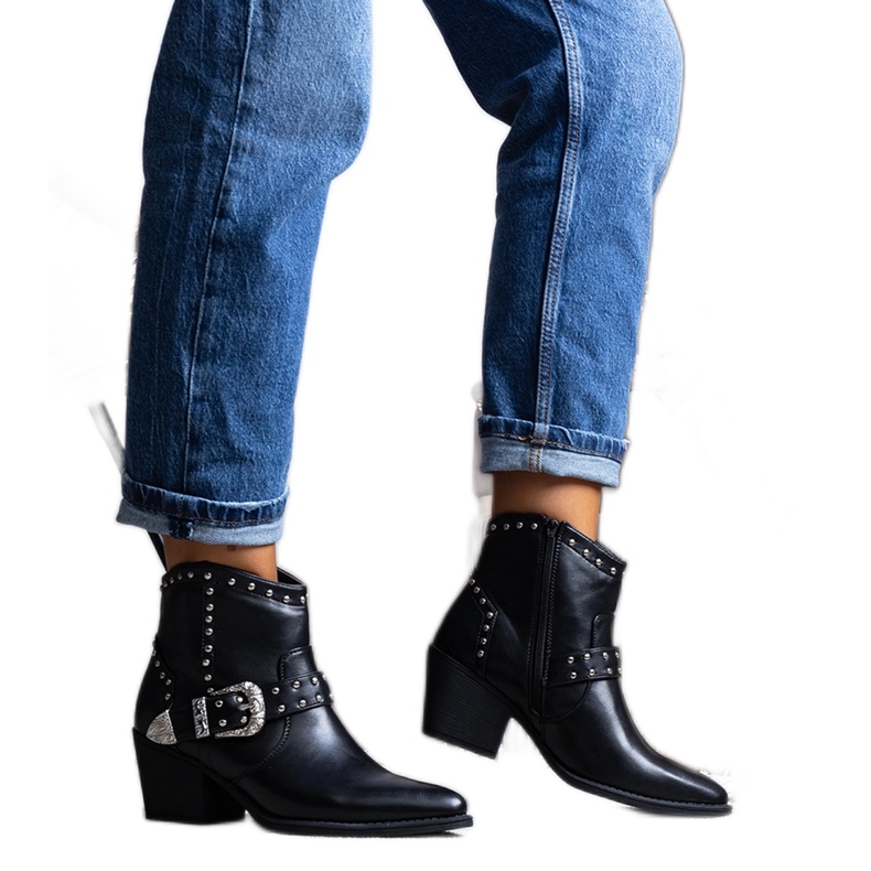 Czarne botki typu kowbojki Zoila