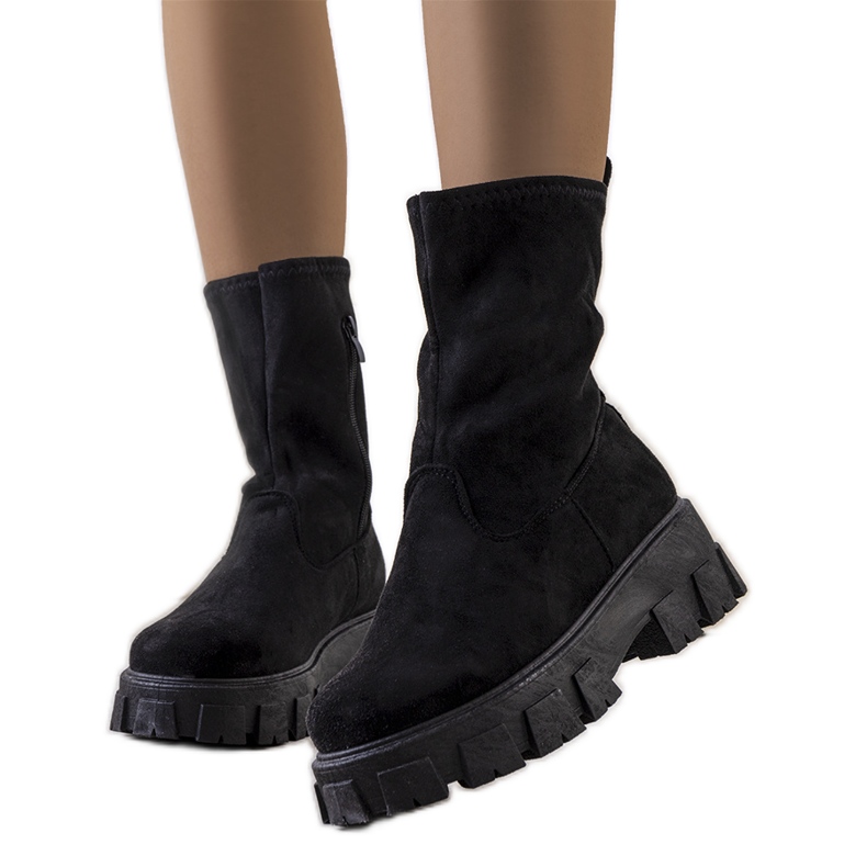 PA1 Czarne botki na platformie Conco