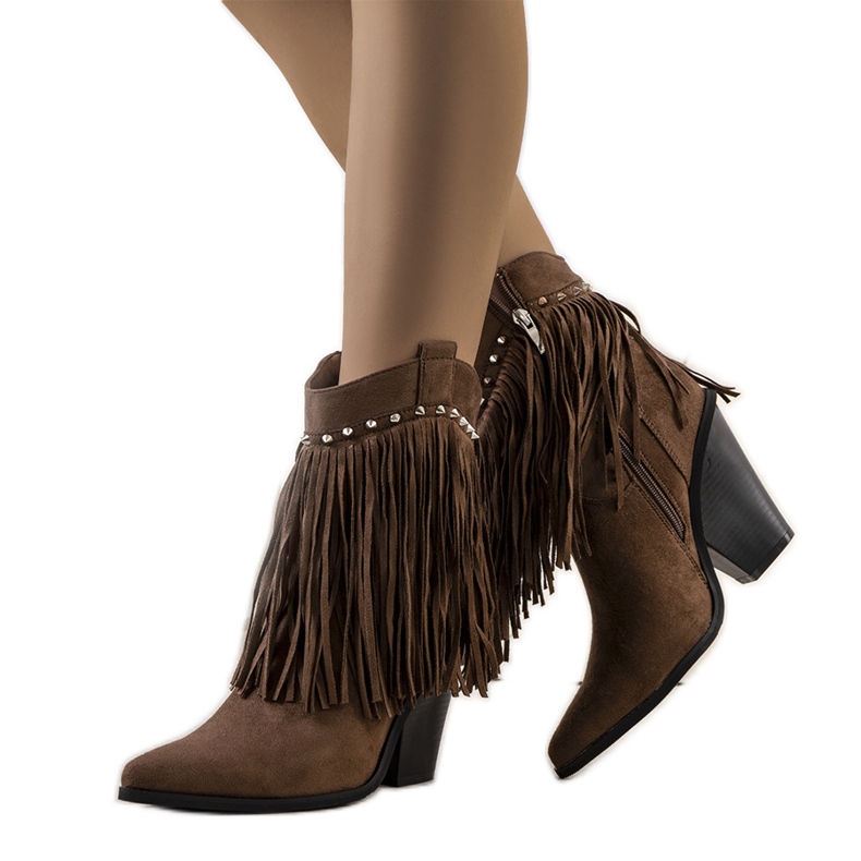 PA1 Brązowe kowbojki z frędzlami Zanco