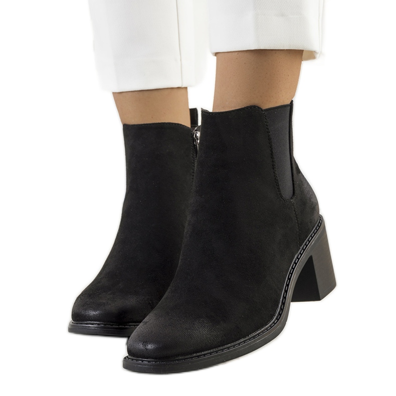 PA1 Czarne botki na obcasie Luiza