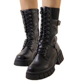 Czarne traperki damskie Station