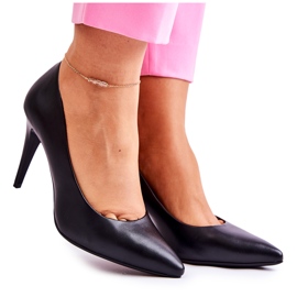 Sergio Leone Klasyczne Skórzane Szpilki Czarne Magically 1396