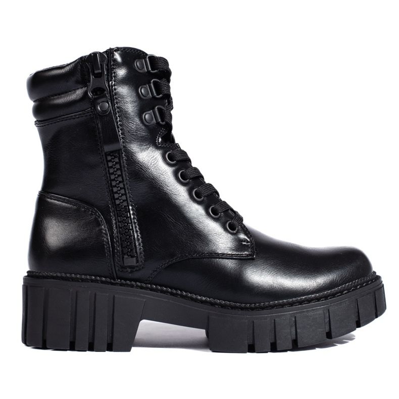 Workery damskie czarne na platformie