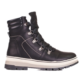 Czarne traperki damskie z ociepleniem