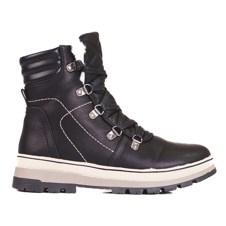 Czarne traperki damskie z ociepleniem