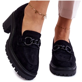 Vinceza Damskie Zamszowe Półbuty Na Obcasie Czarne Sanya