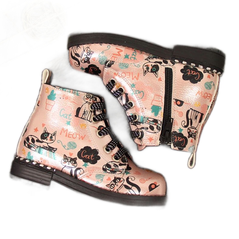 Nautilus Botki jesienne glany Navy Dot Jr WOL6B różowe