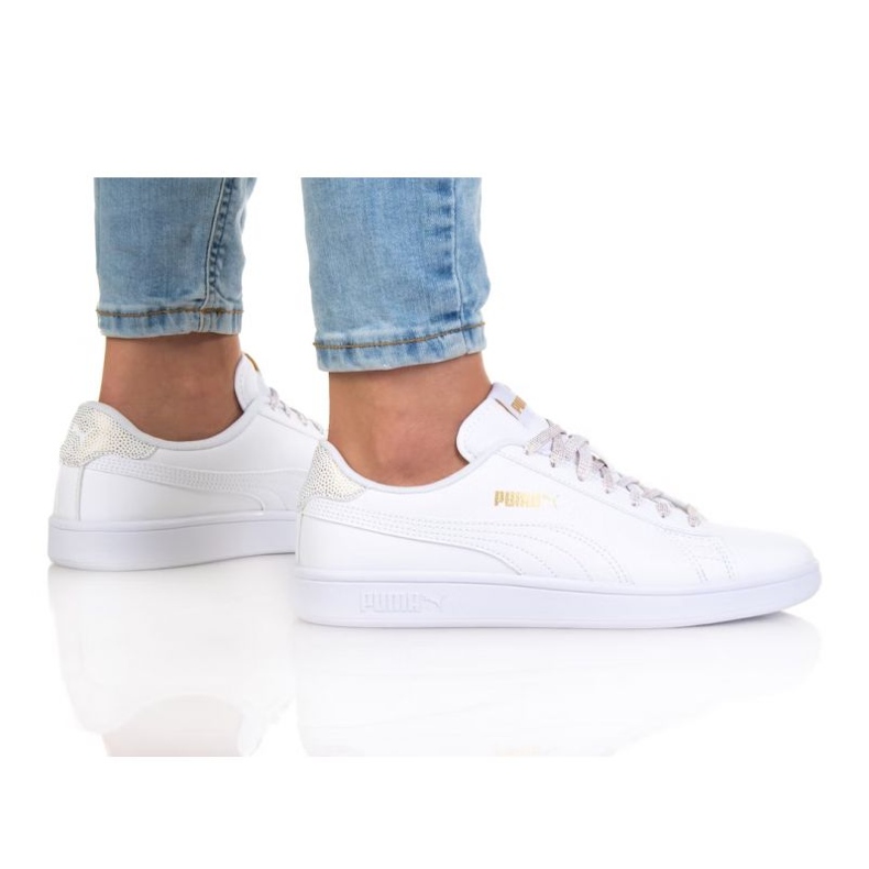 Buty Puma Smash V2 Metallics Jr 386197 01 białe