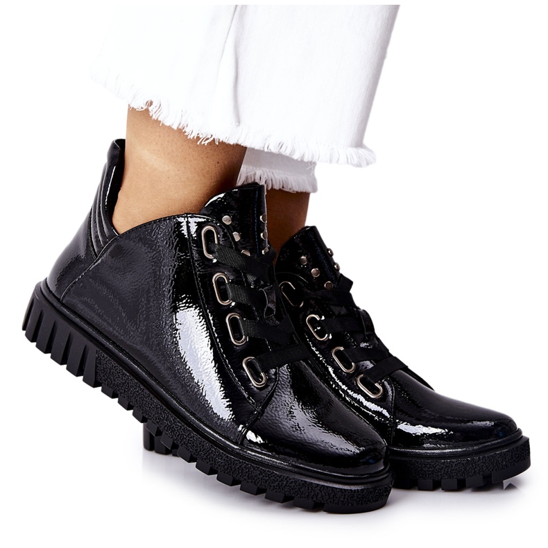 Lakierowane Półbuty Sergio Leone PB210 Czarne