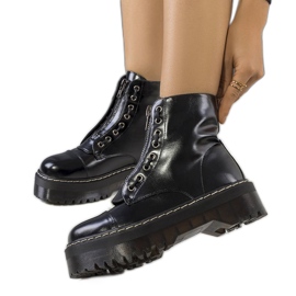 PA1 Czarne botki na platformie Kenti