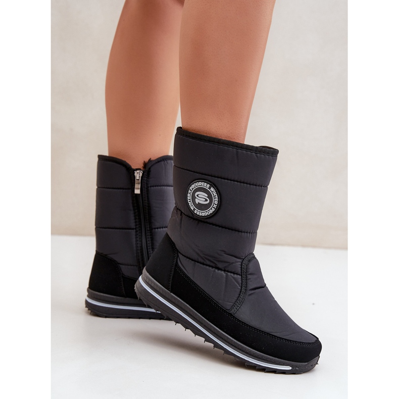 Damskie Śniegowce Na Zamek Progress PROGJ-21-09 Czarne