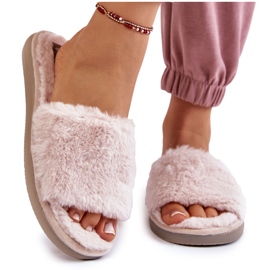 Domowe Papcie Klapki Z Futerkiem Inblu EK-05-011 Beżowe beżowy