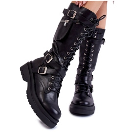 PA1 Damskie Kozaki Glany Z Nerką Na Suwak Czarne Joelle