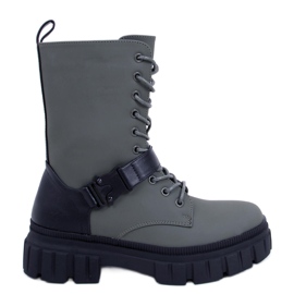 BM Botki sznurowane płaskie Kieran Green zielone