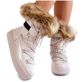 Damskie Śniegowce Z Futerkiem Sznurowane Beżowe Shannon beżowy