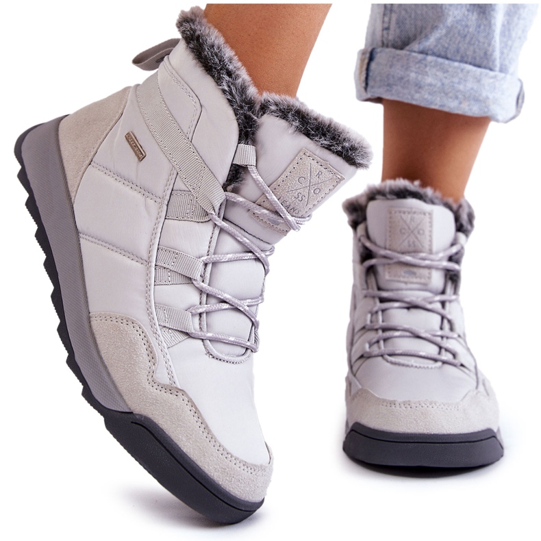 Damskie Ocieplane Śniegowce Cross Jeans KK2R4015C Szare