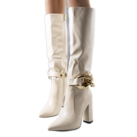 PA1 Beżowe kozaki Elena beżowy