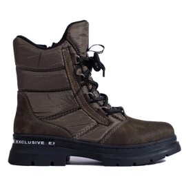 Śniegowce damskie sznurowane zielone