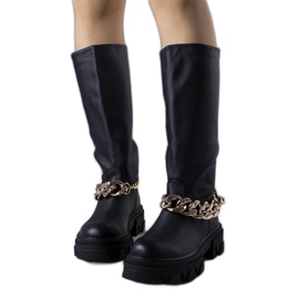 Czarne ocieplane kozaki Cumia