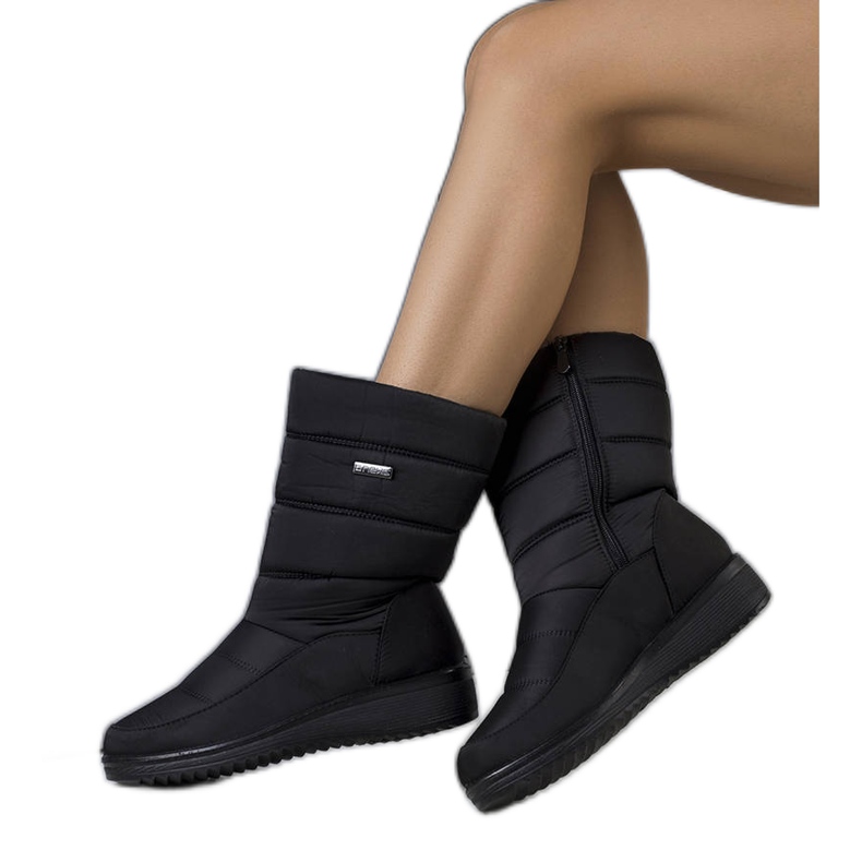 BM Czarne śniegowce na niskiej koturnie Reina