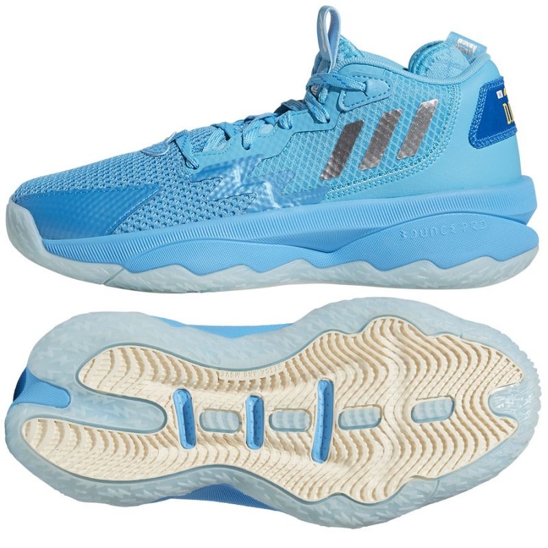 Buty do koszykówki adidas Dame 8 Jr GW8998 niebieskie niebieskie