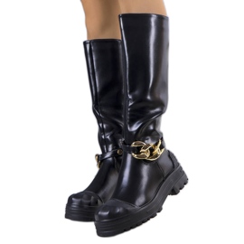 PA1 Czarne ocieplane kozaki Cerreto